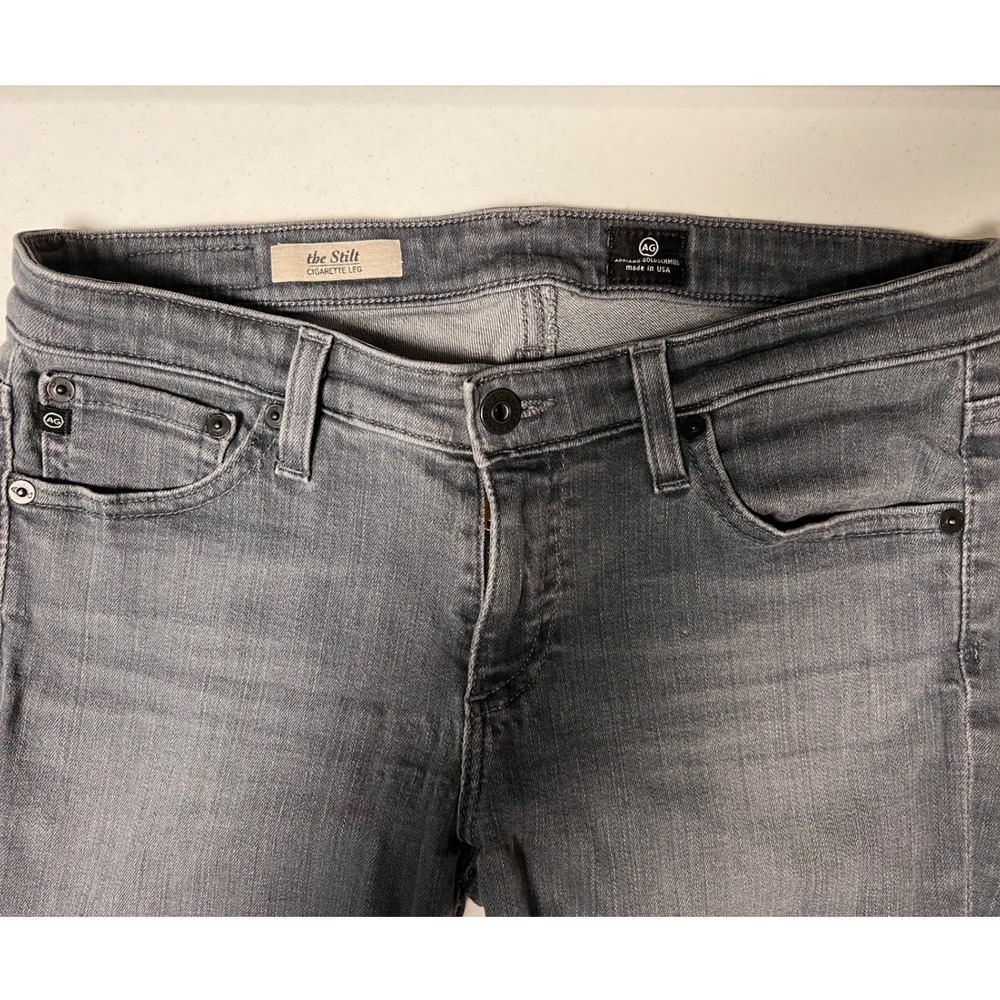 AG Adriano Goldschmied The Stilt Cigarette Leg Jeans 28R Grey Made in USA